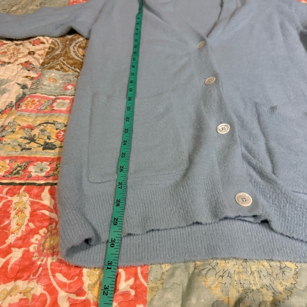 Aritzia Wilfred Blue Fuzzy Button-Up Cardigan XS Preppy Soft Hush Knit - Picture 14 of 14